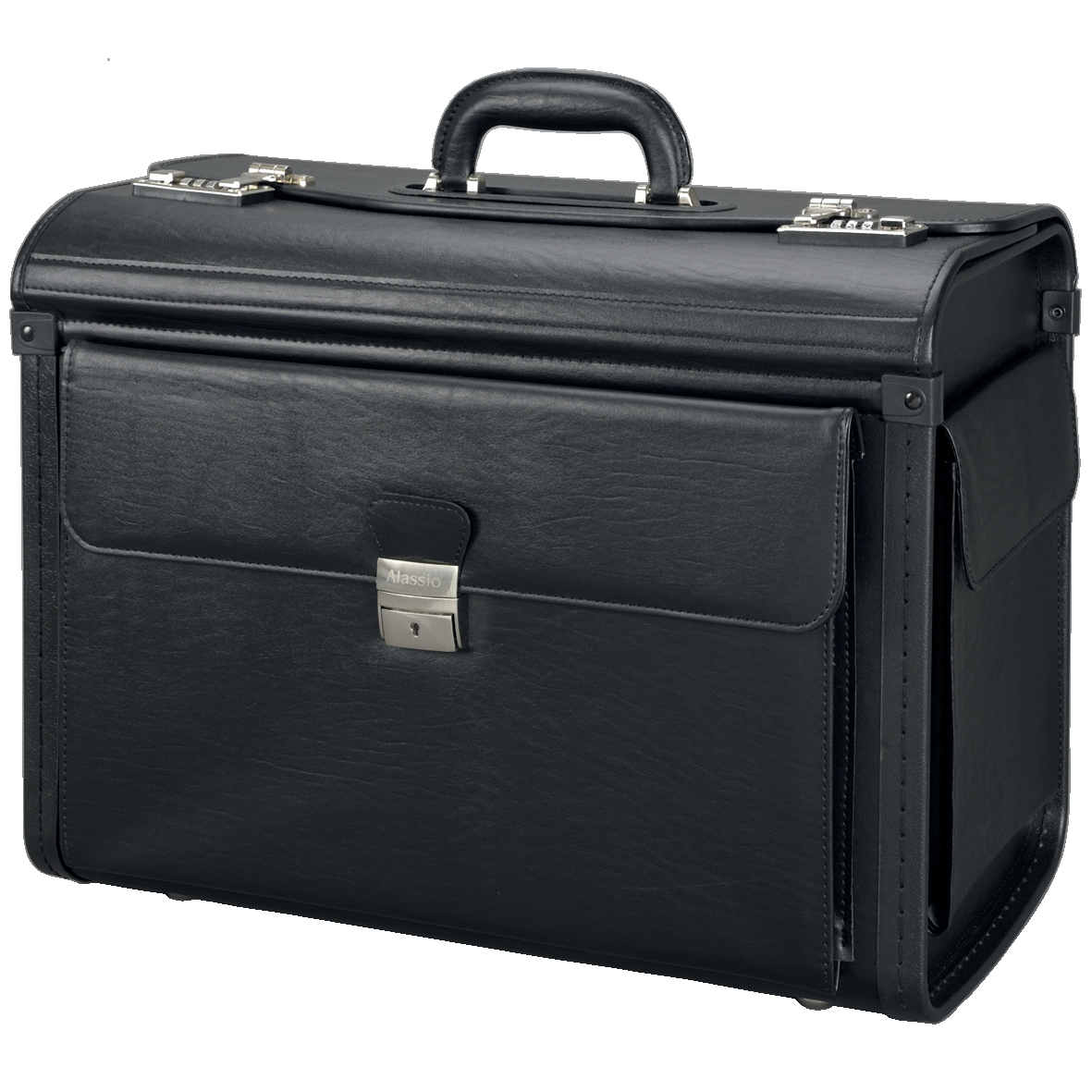 Image for Alassio Vicenza Pilot Case Multi-section 2 Combination Locks Leather-look Black Ref 45047