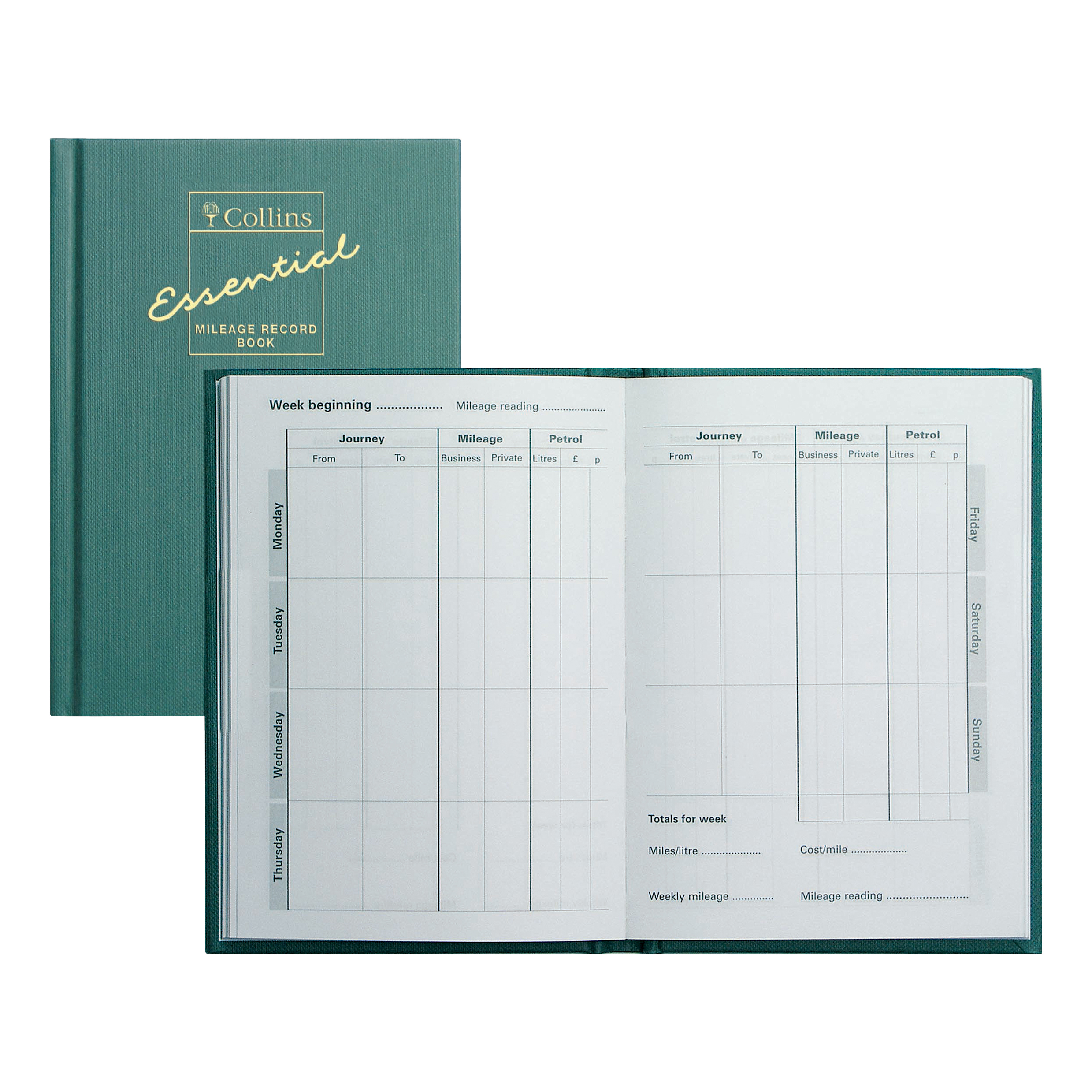 Image for Collins Mileage Record Book 60 Pages 104x149mm Green Ref MRB1