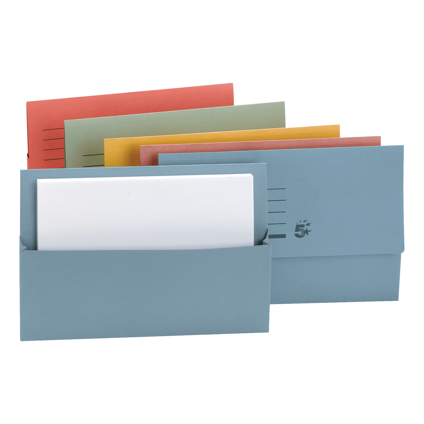 5+Star+Office+Document+Wallet+Half+Flap+250gsm+Recycled+Capacity+32mm+Foolscap+Assorted+%5BPack+50%5D