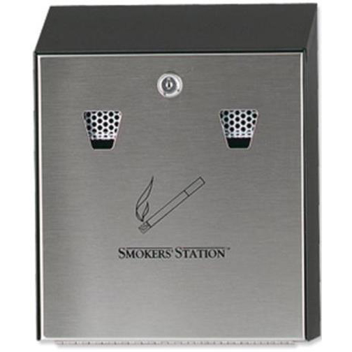 Rubbermaid Smokers Station Wall-mounted Lockable Capacity 300 Butts 254x76x317mm Steel Ref FGR1012EBK Rubbermaid Smokers Station Wall-mounted Lockable Capacity 300 Butts 254x76x317mm Steel Ref FGR1012EBK