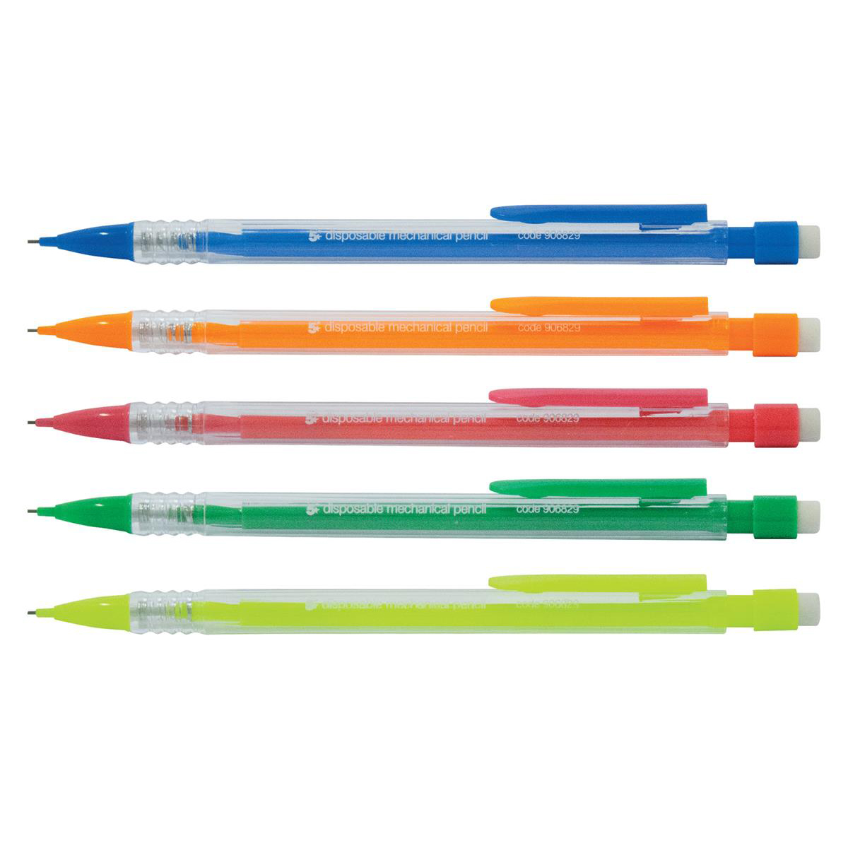 5 Star Office Disposable Mechanical Pencil Retractable with 3 x 0.7mm Lead Assorted Barrels