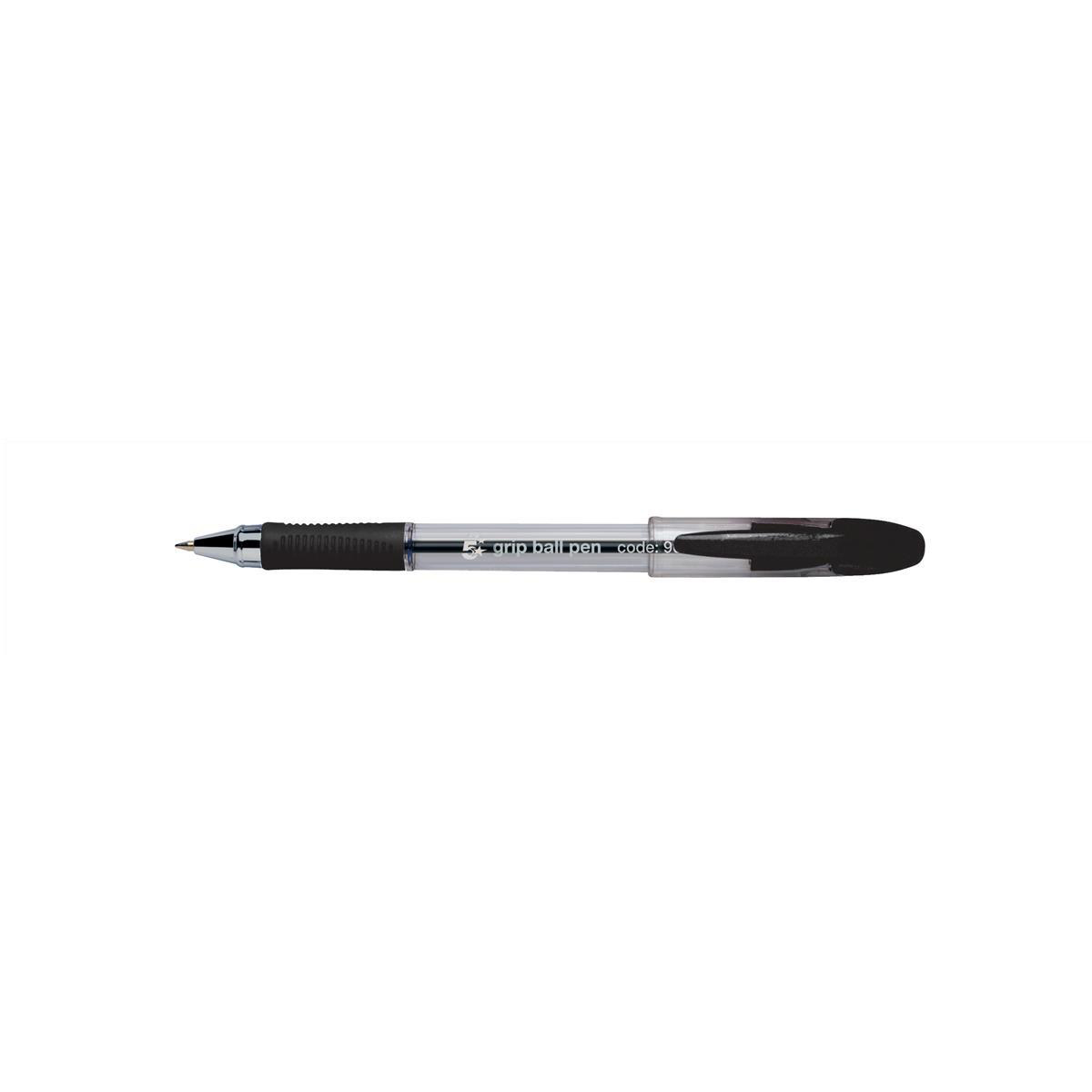 5 Star Premier Grip Ball Pen 1.0mm Tip 0.5mm Line Black