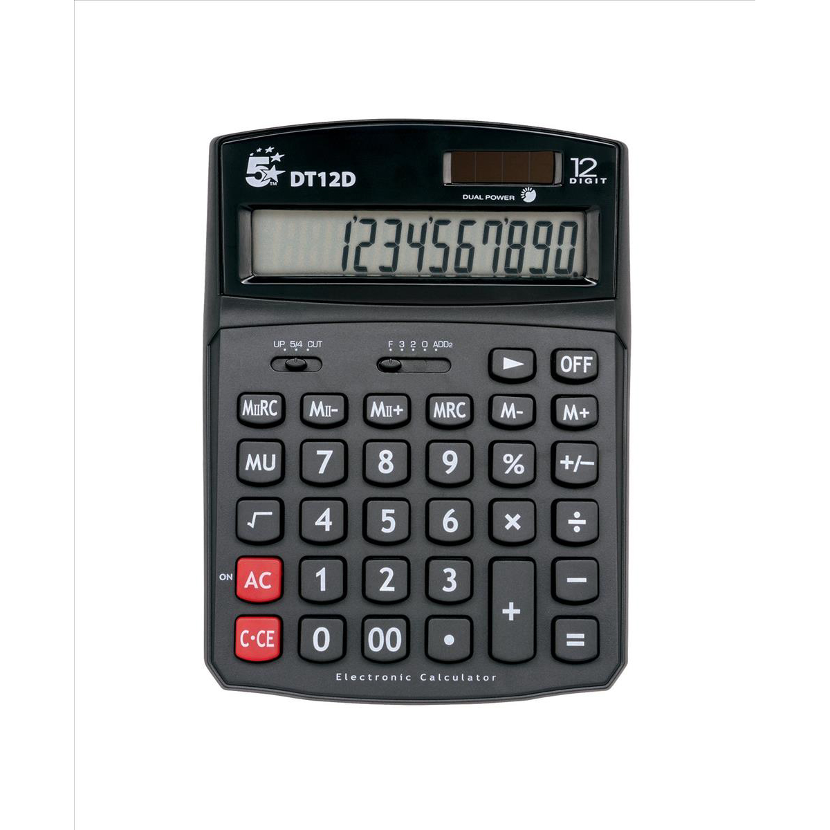 5 Star Calculator Desktop Battery/Solar-power 12 Digit 2 Set Memory Code DT12D