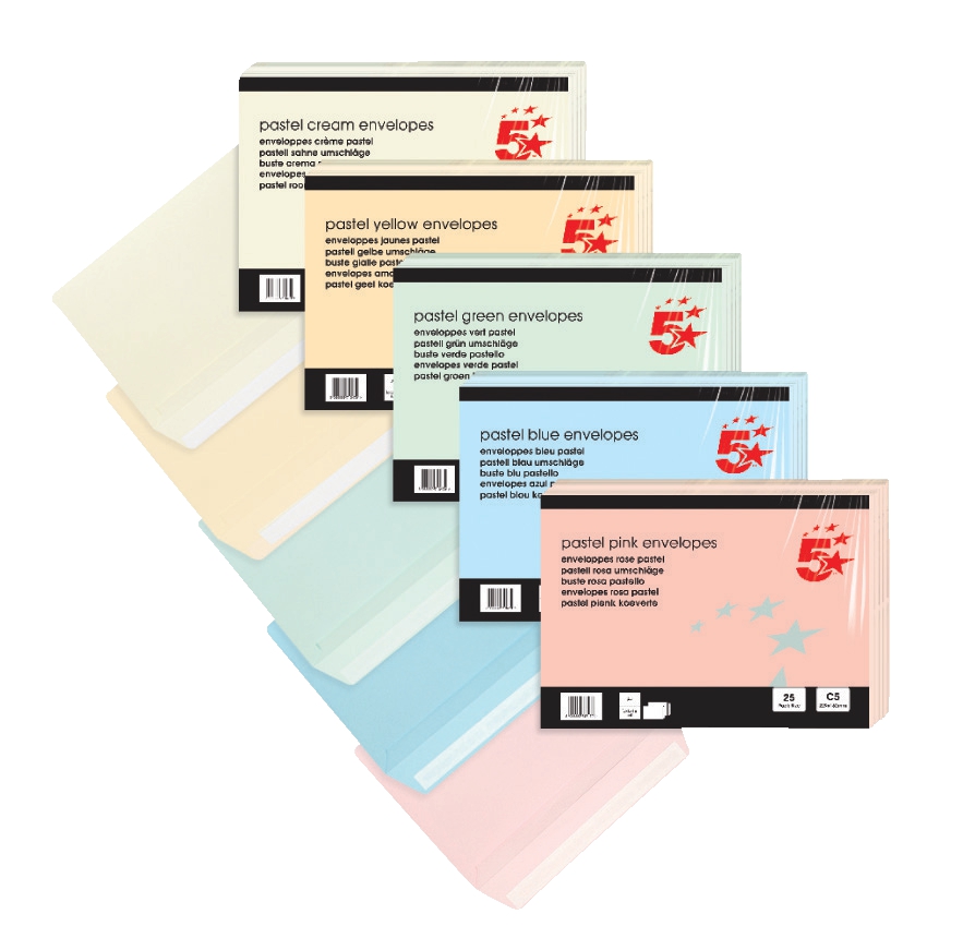 Image for 5 Star Envelopes Wallet Peel and Seal 120gsm C5 Pastel Blue Ref 318 [Pack 25]