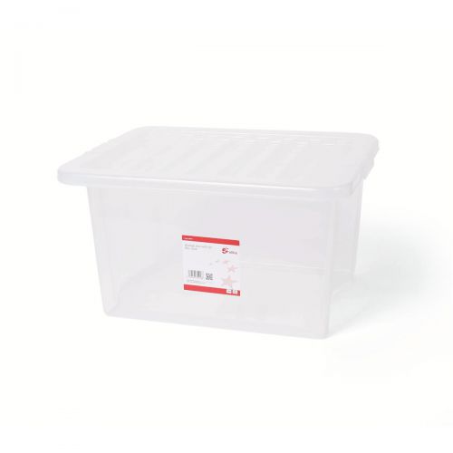5 Star Office Storage Box Plastic with Lid Stackable 35 Litre Clear 5 Star Office Storage Box Plastic with Lid Stackable 35 Litre Clear