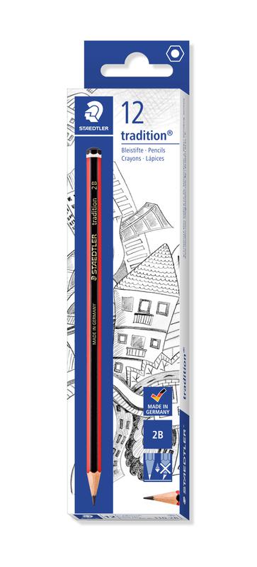 Staedtler 110 Tradition 2B Pencil Red/Black Barrel (Pack 12)