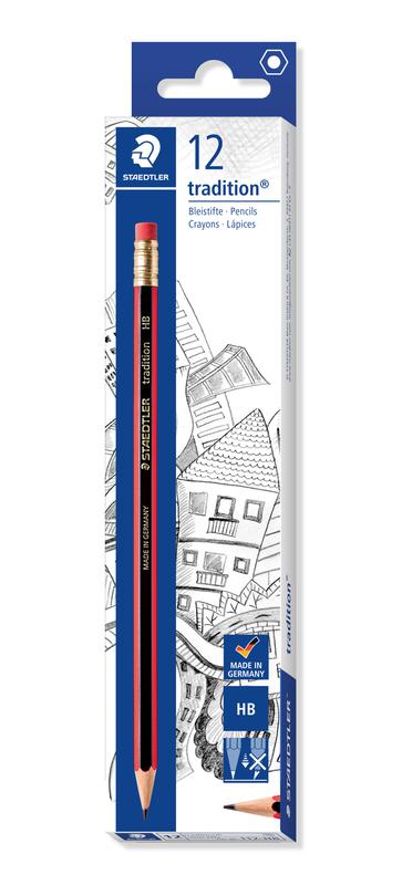 Staedtler 112 Tradition HB Pencil Rubber Tip Red/Black Barrel (Pack 12)