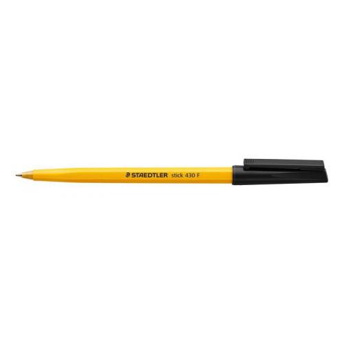 Ball Point Pens Staedtler 430 Stick Ballpoint Pen 0.8mm Tip 0.30mm Line Black (Pack 10)