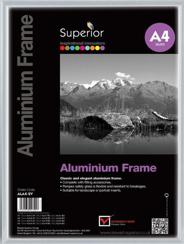 Photo+Frame++Aluminium+with+Non-glass+Perspex+Front+Back-loading+A4+297x210mm+Silver