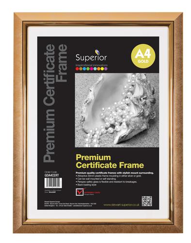 5+Star+Facilities+Snap+De+Luxe+Certificate+Frame+Holds+Standard+A4+Certificates+W210xD25xH297mm+Gold