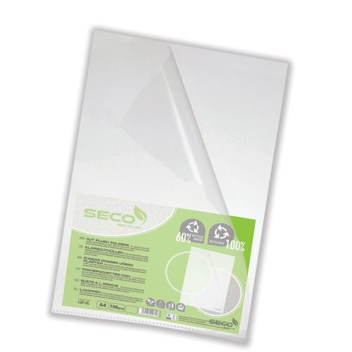SSeco Folders Cut Flush Polypropylene Oxo-Biodegradable A4 Clear Ref LSF-CL [Pack 100]