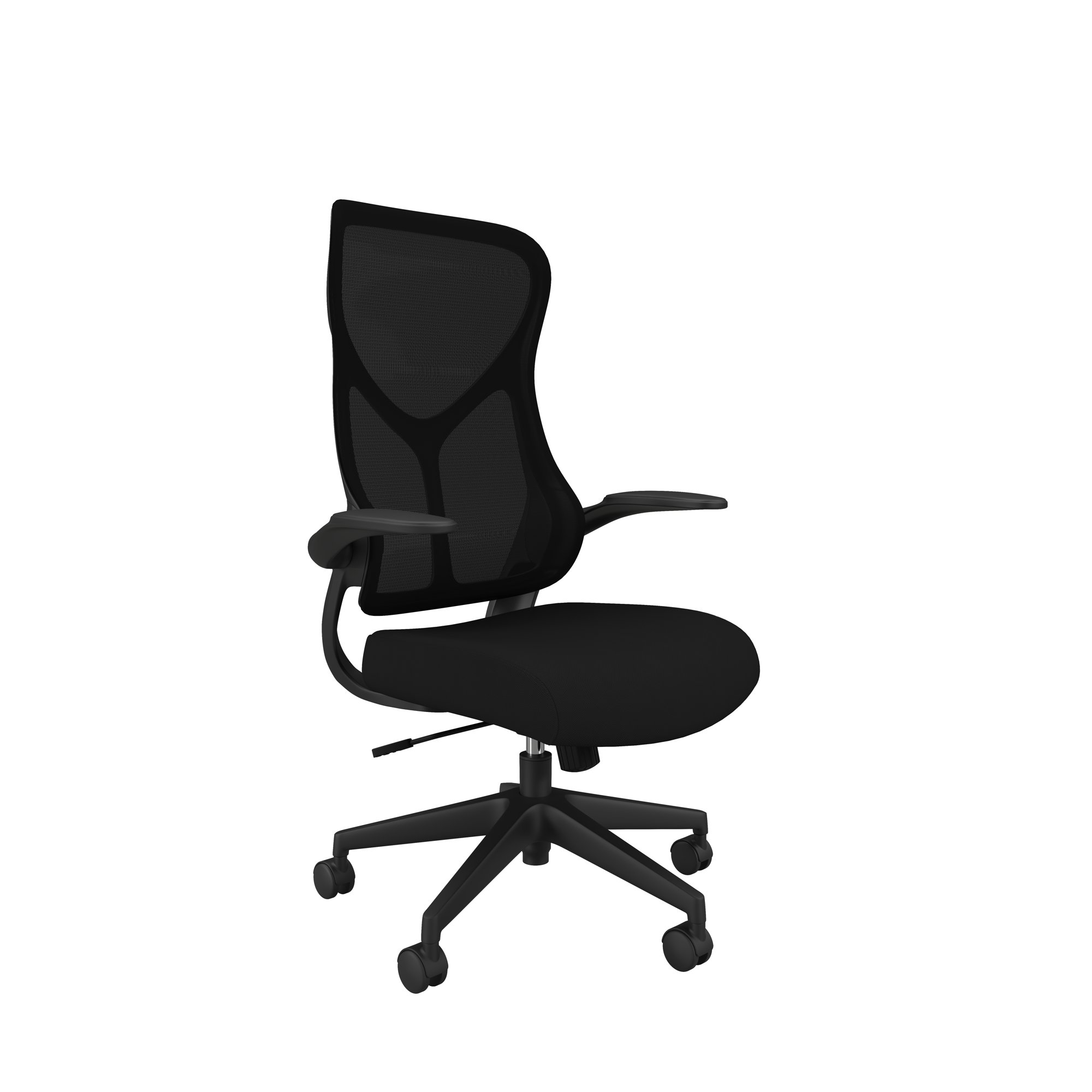 ZIP MESH BACK CHAIR WITH FOLDING ARMS