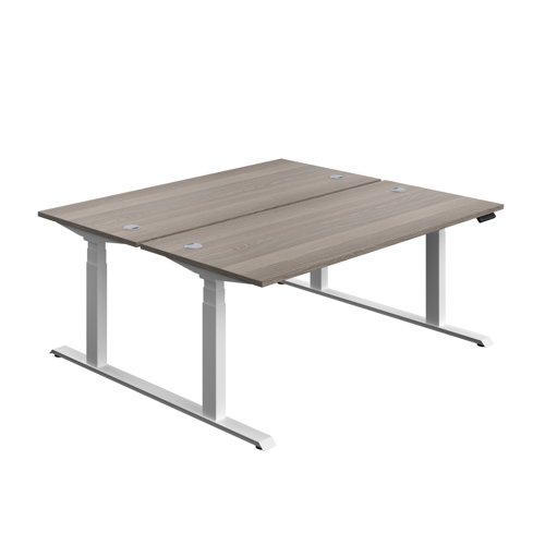 Economy Back To Back Sit Stand Desk (FSC) 1800 X 800 Grey Oak/White Economy Back To Back Sit Stand Desk (FSC) 1800 X 800 Grey Oak/White