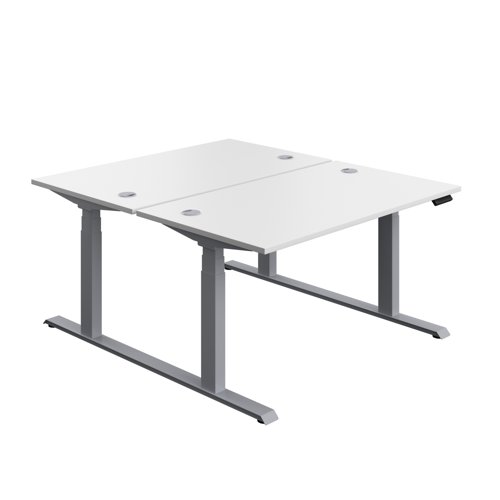 Economy Back To Back Sit Stand Desk (FSC) 1400 X 800 White/Silver Economy Back To Back Sit Stand Desk (FSC) 1400 X 800 White/Silver