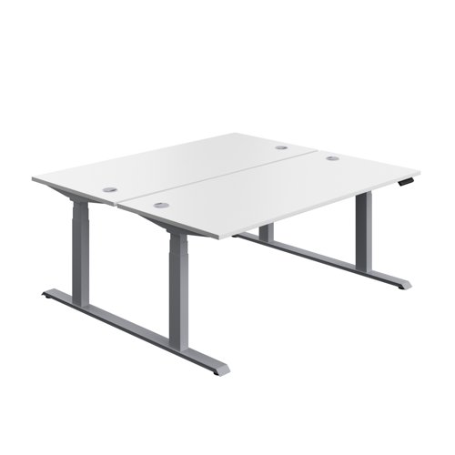 Economy Back To Back Sit Stand Desk (FSC) 1800 X 800 White/Silver Economy Back To Back Sit Stand Desk (FSC) 1800 X 800 White/Silver