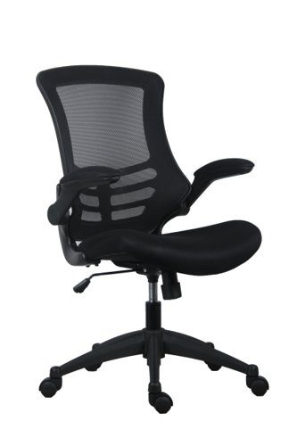 Marlos+Mesh+Back+Office+Chair+With+Folding+Arms+Black