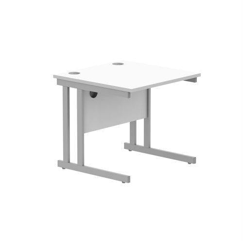 Office Rectangular Desk with Steel Double Upright Cantilever Frame (FSC) 1000X800 Arctic White/Silver Office Rectangular Desk with Steel Double Upright Cantilever Frame (FSC) 1000X800 Arctic White/Silver