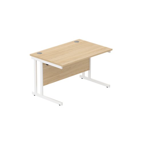 Office Rectangular Desk with Steel Double Upright Cantilever Frame (FSC) 1200X800 Canadian Oak/White Office Rectangular Desk with Steel Double Upright Cantilever Frame (FSC) 1200X800 Canadian Oak/White