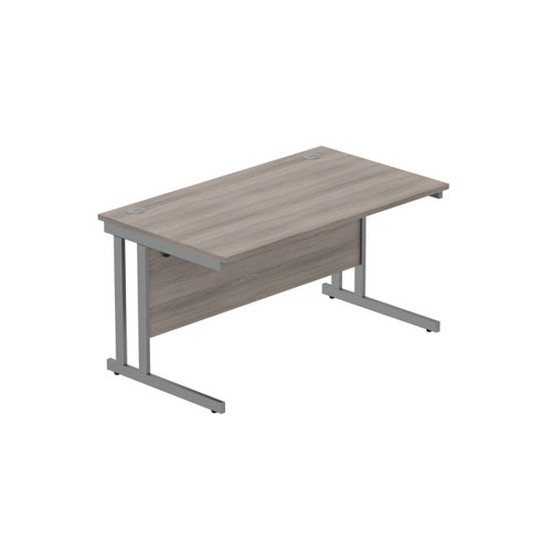Office Rectangular Desk with Steel Double Upright Cantilever Frame (FSC) 1400X800 Alaskan Grey Oak/Graphite Office Rectangular Desk with Steel Double Upright Cantilever Frame (FSC) 1400X800 Alaskan Grey Oak/Graphite