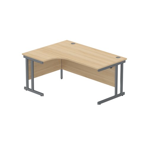 Office Left Hand Corner Desk with Steel Double Upright Cantilever Frame (FSC) 1600X1200 Canadian Oak/Graphite Office Left Hand Corner Desk with Steel Double Upright Cantilever Frame (FSC) 1600X1200 Canadian Oak/Graphite