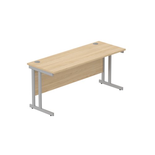 Office Rectangular Desk with Steel Double Upright Cantilever Frame (FSC) 1600X600 Canadian Oak/Silver Office Rectangular Desk with Steel Double Upright Cantilever Frame (FSC) 1600X600 Canadian Oak/Silver
