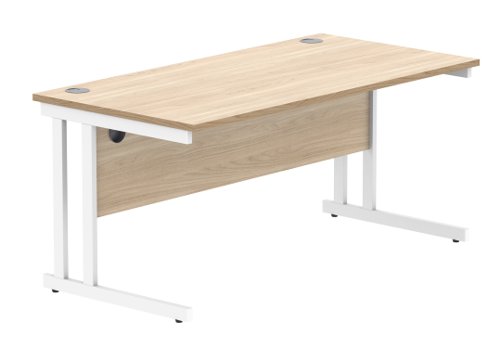Office Rectangular Desk with Steel Double Upright Cantilever Frame (FSC) 1600X800 Canadian Oak/White Office Rectangular Desk with Steel Double Upright Cantilever Frame (FSC) 1600X800 Canadian Oak/White
