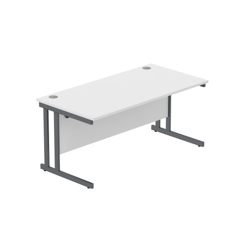 Office Rectangular Desk with Steel Double Upright Cantilever Frame (FSC) 1600X800 Arctic White/Graphite Office Rectangular Desk with Steel Double Upright Cantilever Frame (FSC) 1600X800 Arctic White/Graphite