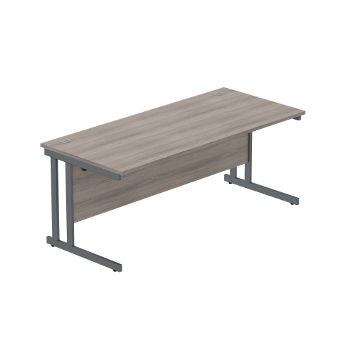 Office Rectangular Desk with Steel Double Upright Cantilever Frame (FSC) 1800X800 Alaskan Grey Oak/Graphite Office Rectangular Desk with Steel Double Upright Cantilever Frame (FSC) 1800X800 Alaskan Grey Oak/Graphite