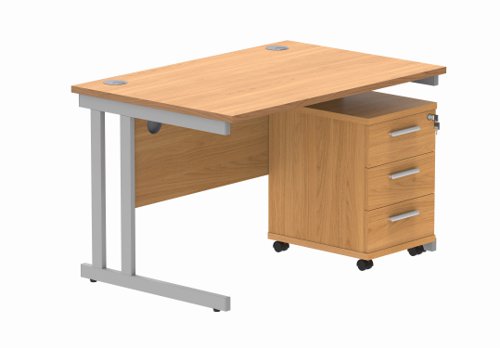 Double Upright Rectangular Desk + Mobile Under Desk Pedestal (FSC) 800 Double Upright Rectangular Desk + Mobile Under Desk Pedestal (FSC) 800