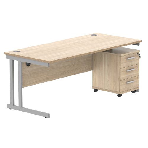 Double Upright Rectangular Desk + Mobile Under Desk Pedestal (FSC) 800 Double Upright Rectangular Desk + Mobile Under Desk Pedestal (FSC) 800