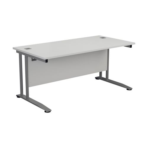 One+Cantilever+Plus+1600+Rectangular+Cantilever+Workstation+-+White+%2F+Silver+Legs