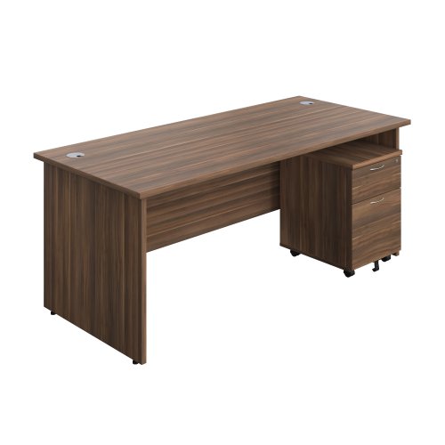 Panel Rectangular Desk + 2 Drawer Mobile Pedestal Bundle (FSC) 1800X800 Dark Walnut/Dark Walnut Panel Rectangular Desk + 2 Drawer Mobile Pedestal Bundle (FSC) 1800X800 Dark Walnut/Dark Walnut