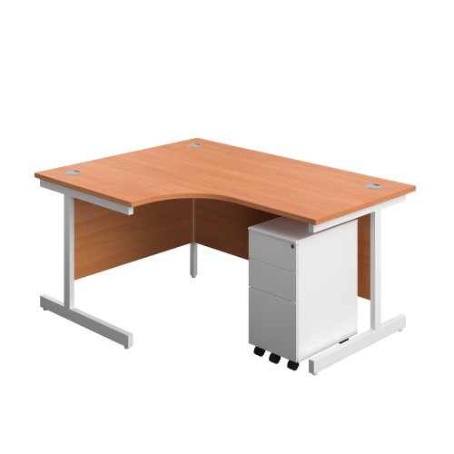 Single Upright Radial Desk + Slimline Pedestal 3 Drawers (FSC) 1200 Single Upright Radial Desk + Slimline Pedestal 3 Drawers (FSC) 1200
