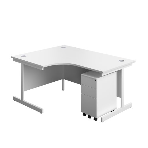 Single Upright Left Hand Radial Desk + Slimline Steel Pedestal 3 Drawers (FSC) 1600 X 1200 White/White Single Upright Left Hand Radial Desk + Slimline Steel Pedestal 3 Drawers (FSC) 1600 X 1200 White/White