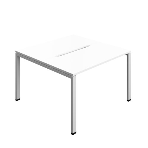 Synergy Bench with Cut Out: 2 Person (FSC) : Goal Post Leg : 1200 600 White/Silver Synergy Bench with Cut Out: 2 Person (FSC) : Goal Post Leg : 1200 600 White/Silver