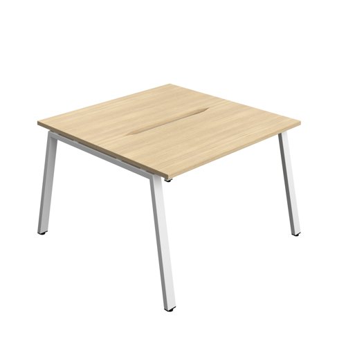 Synergy Bench with Cut Out: 2 Person (FSC) : A-Frame Leg : 1200 700 Nova Oak/White Synergy Bench with Cut Out: 2 Person (FSC) : A-Frame Leg : 1200 700 Nova Oak/White