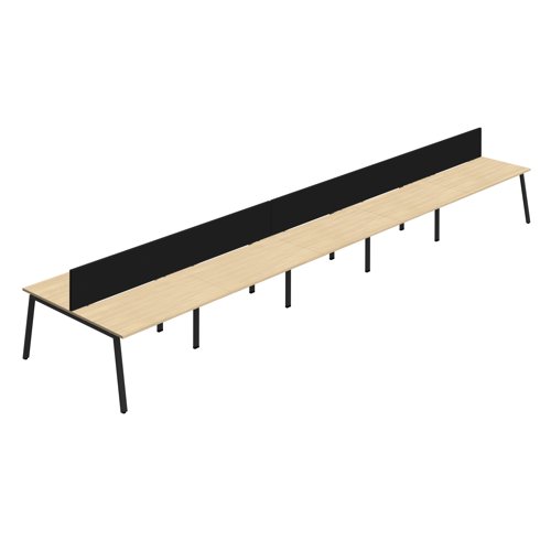 Synergy 10P Bench Desk 1200X800mm A-Frame Nova Oak/Black Black Screen Synergy 10P Bench Desk 1200X800mm A-Frame Nova Oak/Black Black Screen