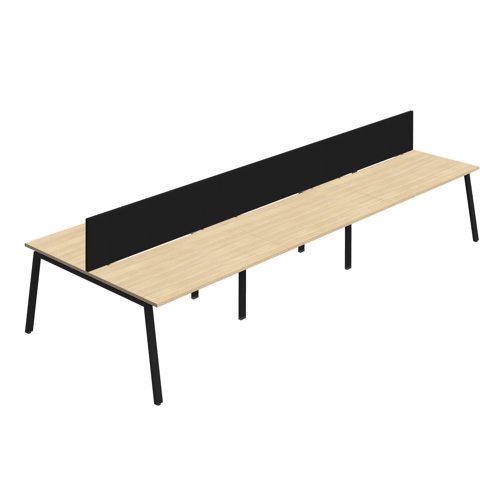 Synergy 6P Bench Desk 1200X800mm A-Frame Nova Oak/Black Black Screen Synergy 6P Bench Desk 1200X800mm A-Frame Nova Oak/Black Black Screen