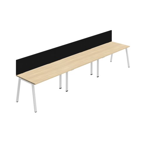 Synergy 3SP Bench Desk 1200X800mm A-Frame Nova Oak/White Black Screen Synergy 3SP Bench Desk 1200X800mm A-Frame Nova Oak/White Black Screen