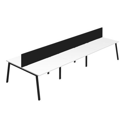 Synergy 6P Bench Desk 1200X800mm A-Frame White/Black Black Screen Synergy 6P Bench Desk 1200X800mm A-Frame White/Black Black Screen