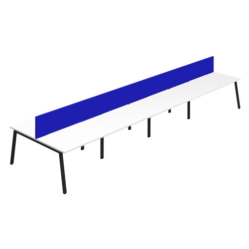 Synergy 8P Bench Desk 1200X800mm A-Frame White/Black Royal Blue Screen Synergy 8P Bench Desk 1200X800mm A-Frame White/Black Royal Blue Screen
