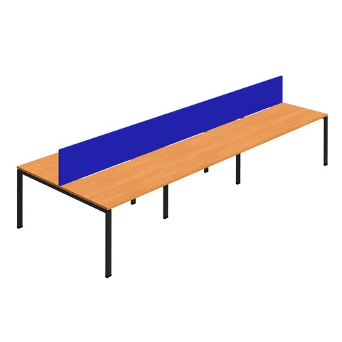 Synergy 6P Bench Desk 1200X800mm GoalPost Beech/Black Royal Blue Screen Synergy 6P Bench Desk 1200X800mm GoalPost Beech/Black Royal Blue Screen