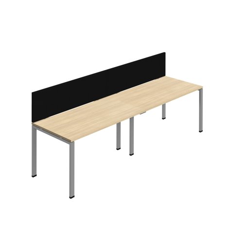 Synergy 2SP Bench Desk 1200X800mm GoalPost Nova Oak/Silver Black Screen Synergy 2SP Bench Desk 1200X800mm GoalPost Nova Oak/Silver Black Screen