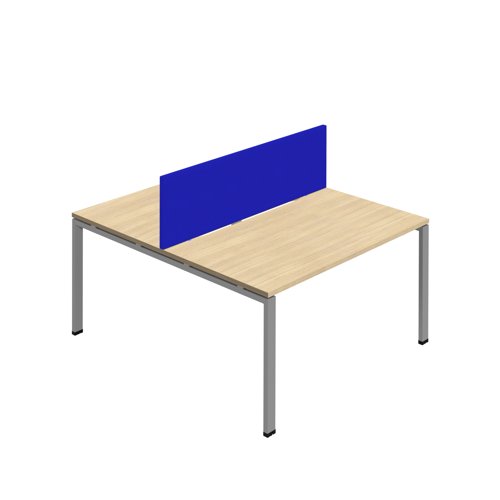 Synergy 2P Bench Desk 1200X800mm GoalPost Nova Oak/Silver Royal Blue Screen Synergy 2P Bench Desk 1200X800mm GoalPost Nova Oak/Silver Royal Blue Screen
