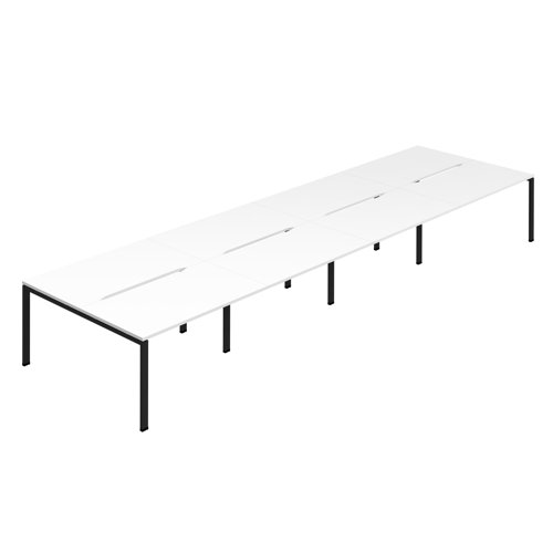 Synergy 8P Bench Desk 1200X800mm GoalPost White/Black Synergy 8P Bench Desk 1200X800mm GoalPost White/Black