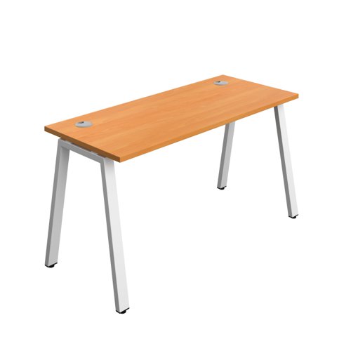 Synergy Bench with Cable Ports: 1 Person (FSC) : A-Frame Leg : 1400 600 Beech/White Synergy Bench with Cable Ports: 1 Person (FSC) : A-Frame Leg : 1400 600 Beech/White