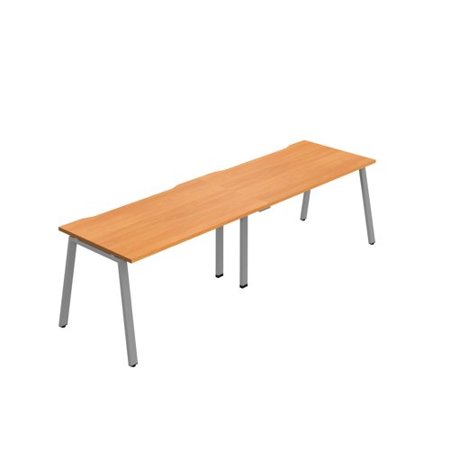 Synergy 2SP Bench Desk 1400X800mm A-Frame Beech/Silver Synergy 2SP Bench Desk 1400X800mm A-Frame Beech/Silver