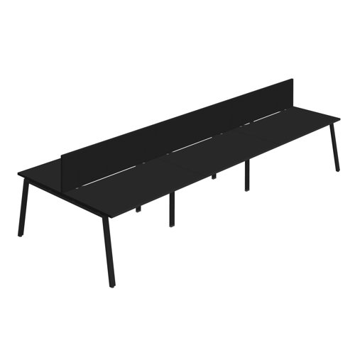 Synergy 6P Bench Desk 1400X800mm A-Frame Black/Black Black Screen Synergy 6P Bench Desk 1400X800mm A-Frame Black/Black Black Screen