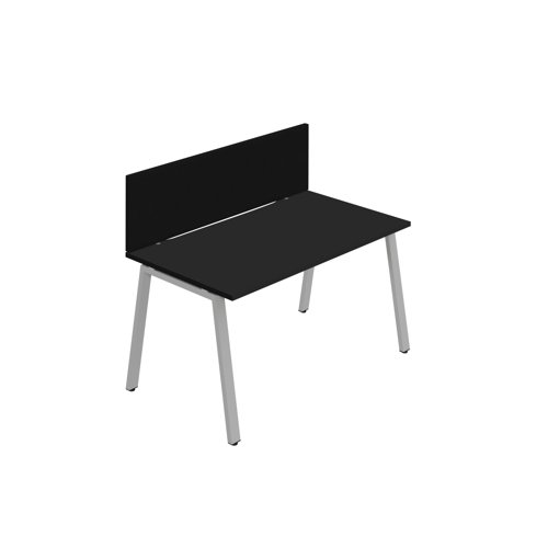 Synergy 1SP Bench Desk 1400X800mm A-Frame Black/Silver Black Screen Synergy 1SP Bench Desk 1400X800mm A-Frame Black/Silver Black Screen