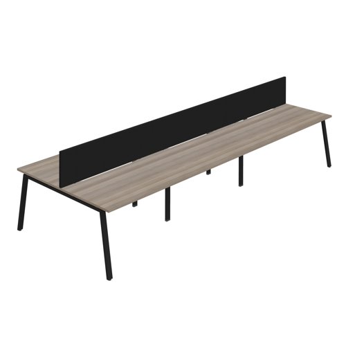 Synergy 6P Bench Desk 1400X800mm A-Frame Grey Oak/Black Black Screen Synergy 6P Bench Desk 1400X800mm A-Frame Grey Oak/Black Black Screen